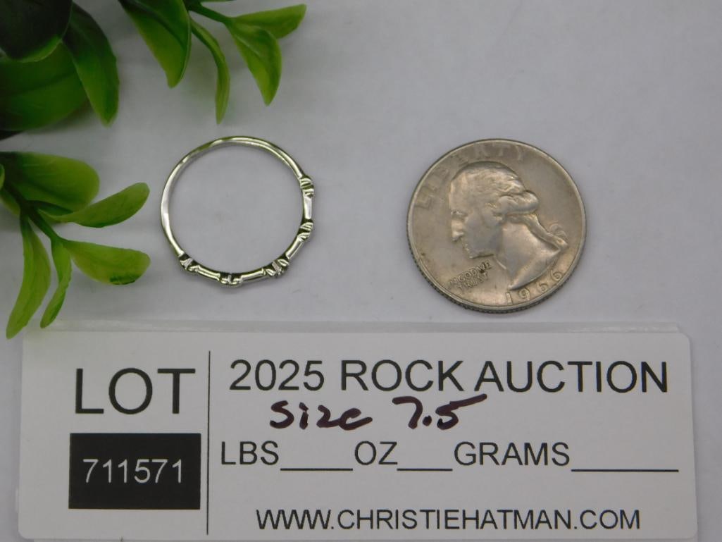 Rhinestone-Accent Silver Ring, Size 7.5 - 2