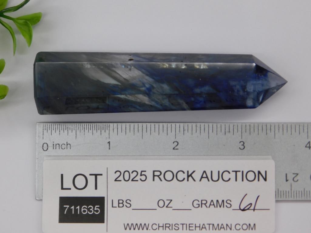 Blue and Black Crystal Obelisk Rock Stone Lapidary Specimen: Blue and Black Crystal Obelisk Rock Stone Lapidary Specimen