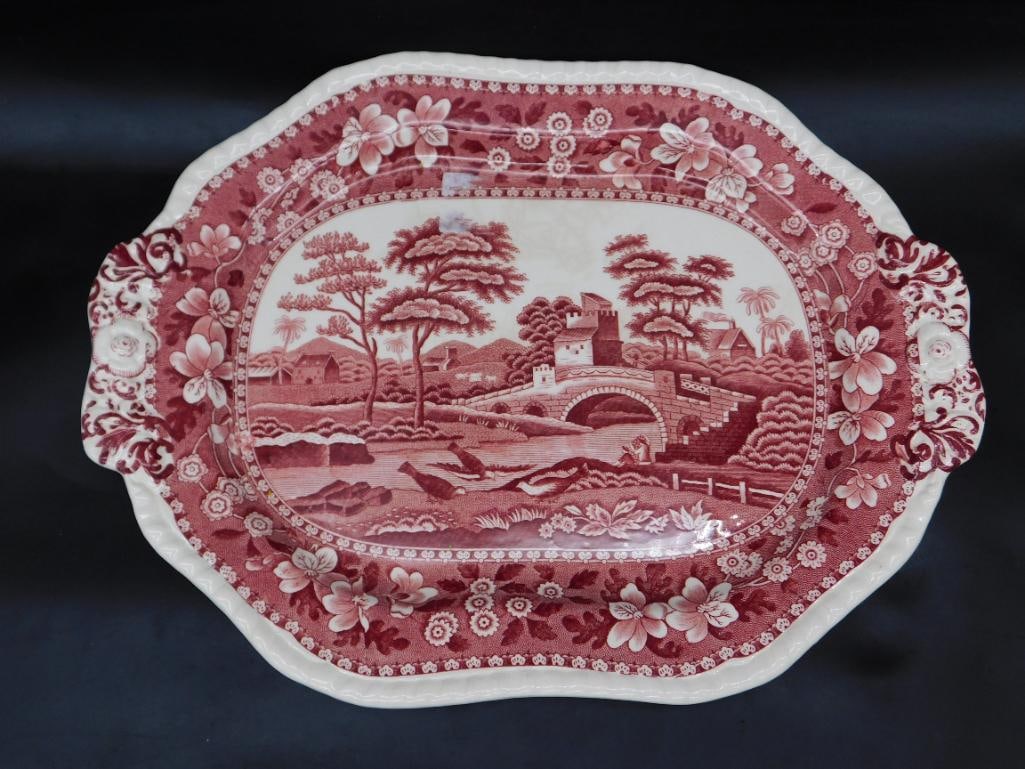 COPELAND SPODE TOWER PINK OVAL SERVING PLATTER VINTAGE ANTIQUE: COPELAND SPODE TOWER PINK OVAL SERVING PLATTER VINTAGE ANTIQUE