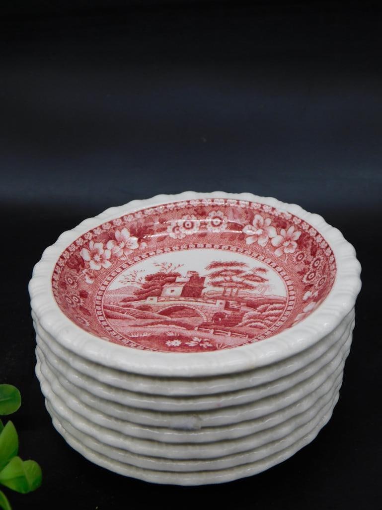 COPELAND SPODE TOWER PINK TRANSFERWARE PLATES VINTAGE ANTIQUE (1 of 3)