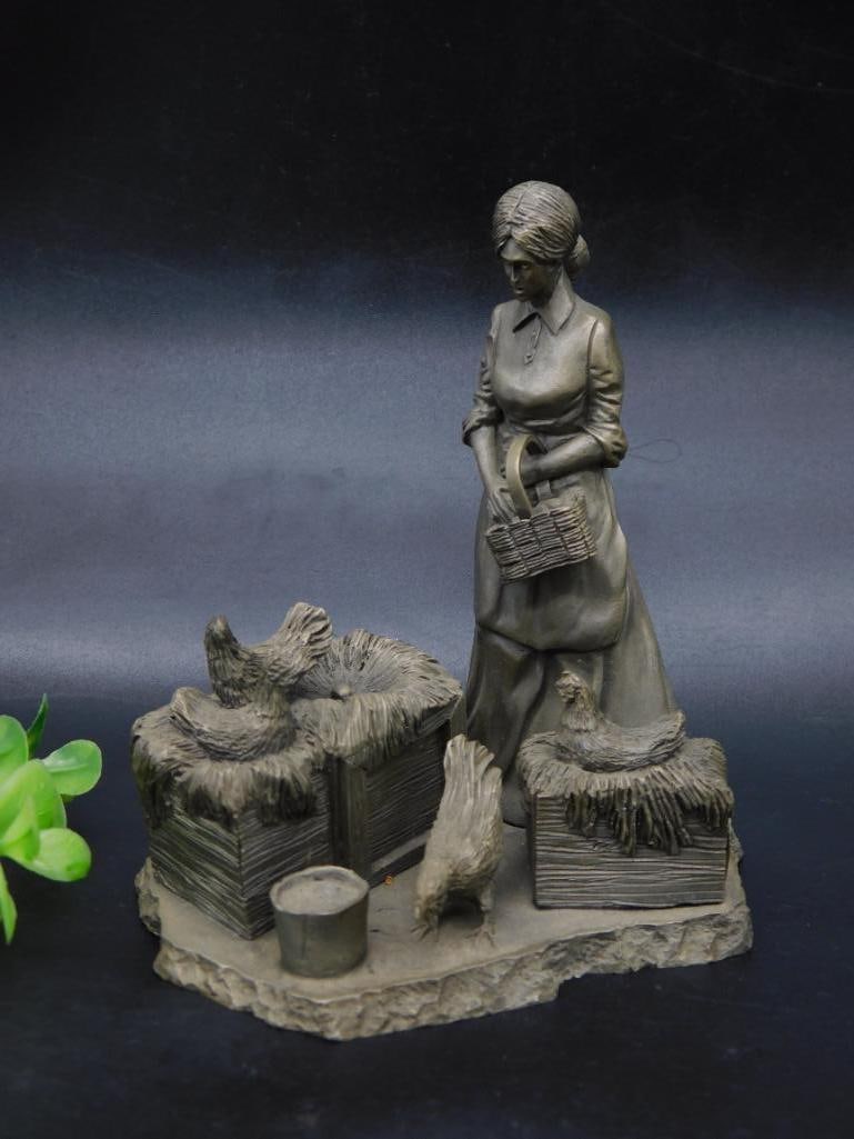 RON HINOTE 1978 THE FARMERS WIFE FINE PEWTER STATUE: RON HINOTE 1978 THE FARMERS WIFE FINE PEWTER STATUE