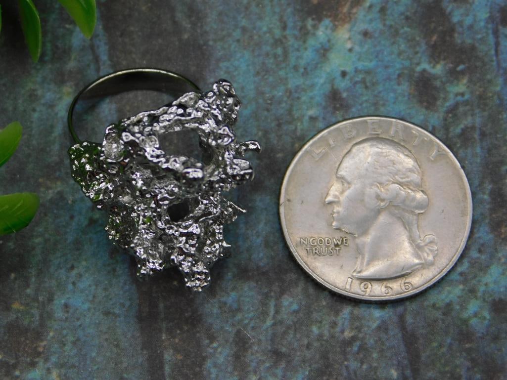 HAMMERED SILVER-TONE RING - 2