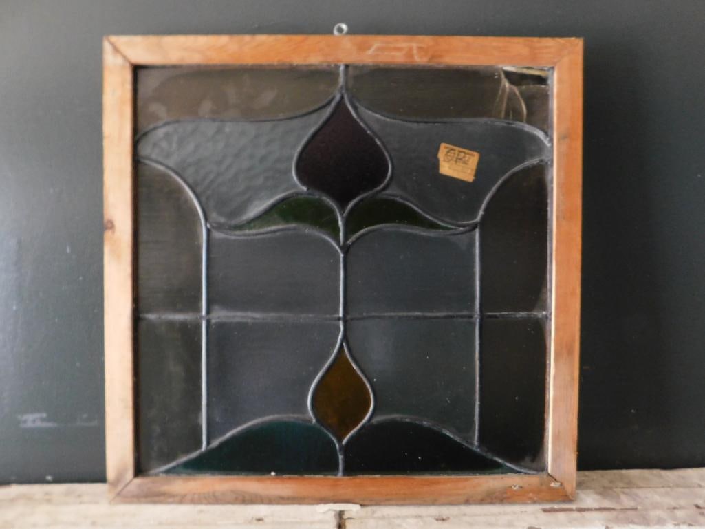 STAINED GLASS WINDOW ABSTRACT DESIGN VINTAGE ANTIQUE (1 of 3)