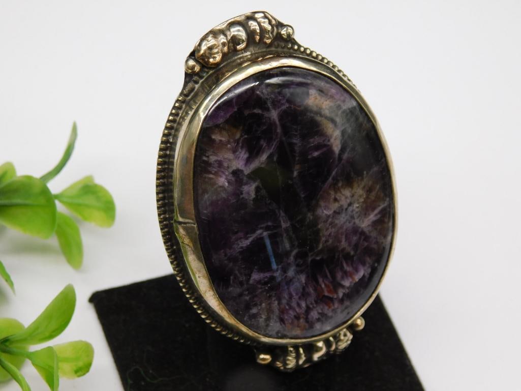 AMETHYST STATEMENT RING ADJUSTABLE WITH INTRICATE TOOLING (1 of 3)
