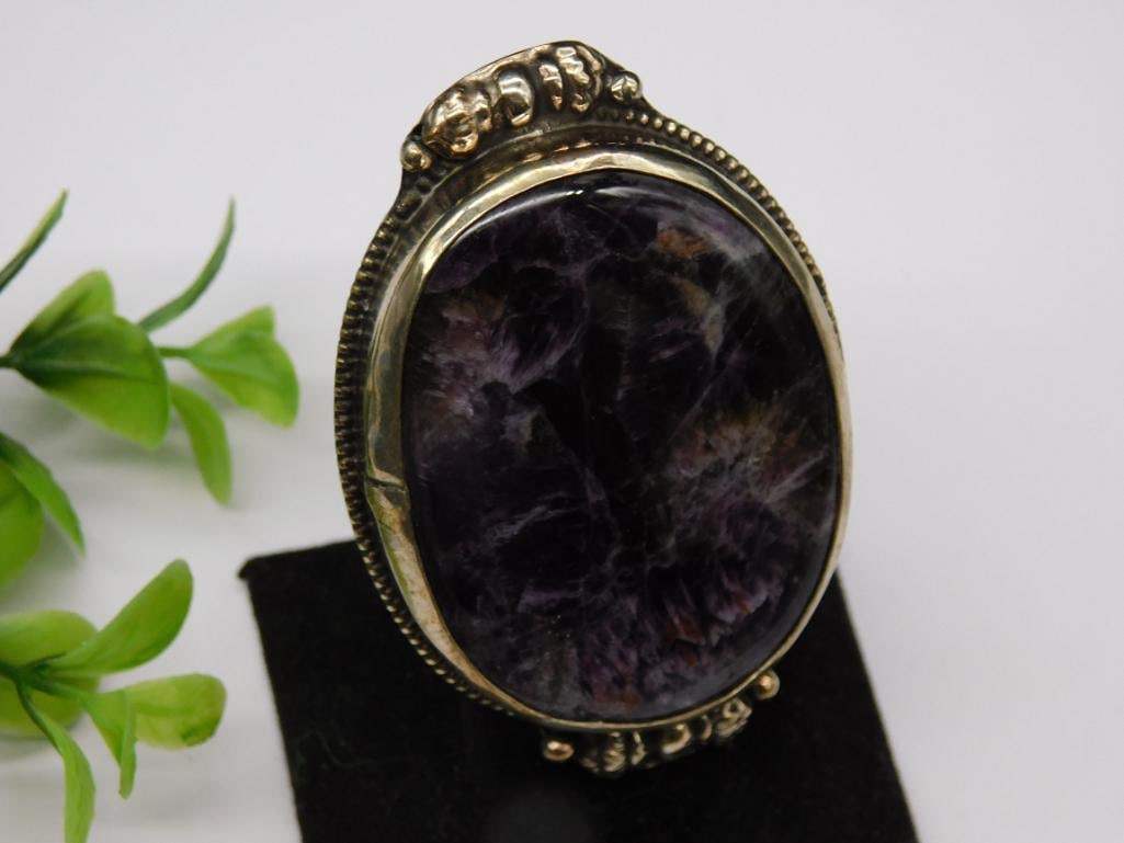 AMETHYST STATEMENT RING ADJUSTABLE WITH INTRICATE TOOLING - 3