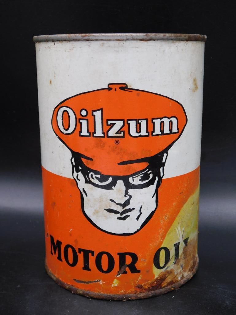 OILZUM MOTOR OIL CAN VINTAGE AUTOMOBILIA ANTIQUE (1 of 2)