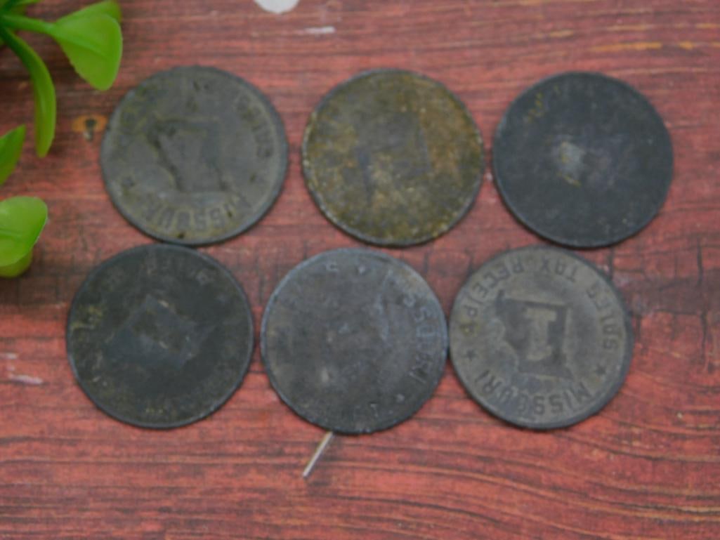 MISSOURI SALES TAX RECEIPT COIN VINTAGE ANTIQUE: MISSOURI SALES TAX RECEIPT COIN VINTAGE ANTIQUE