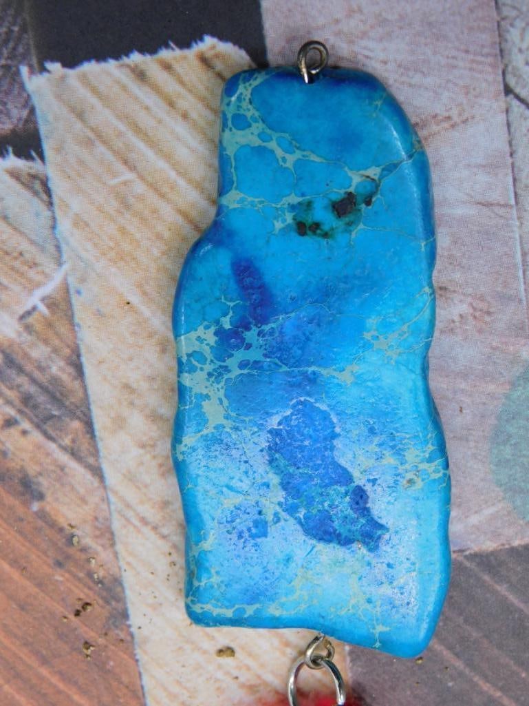 GENUINE STONE PENDANT ON SPARKLE BEAD NECKLACE: GENUINE STONE PENDANT ON SPARKLE BEAD NECKLACE