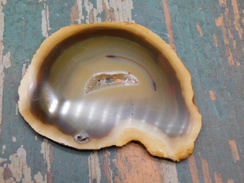 AGATE SLICE ROCK STONE LAPIDARY SPECIMEN: AGATE SLICE ROCK STONE LAPIDARY SPECIMEN