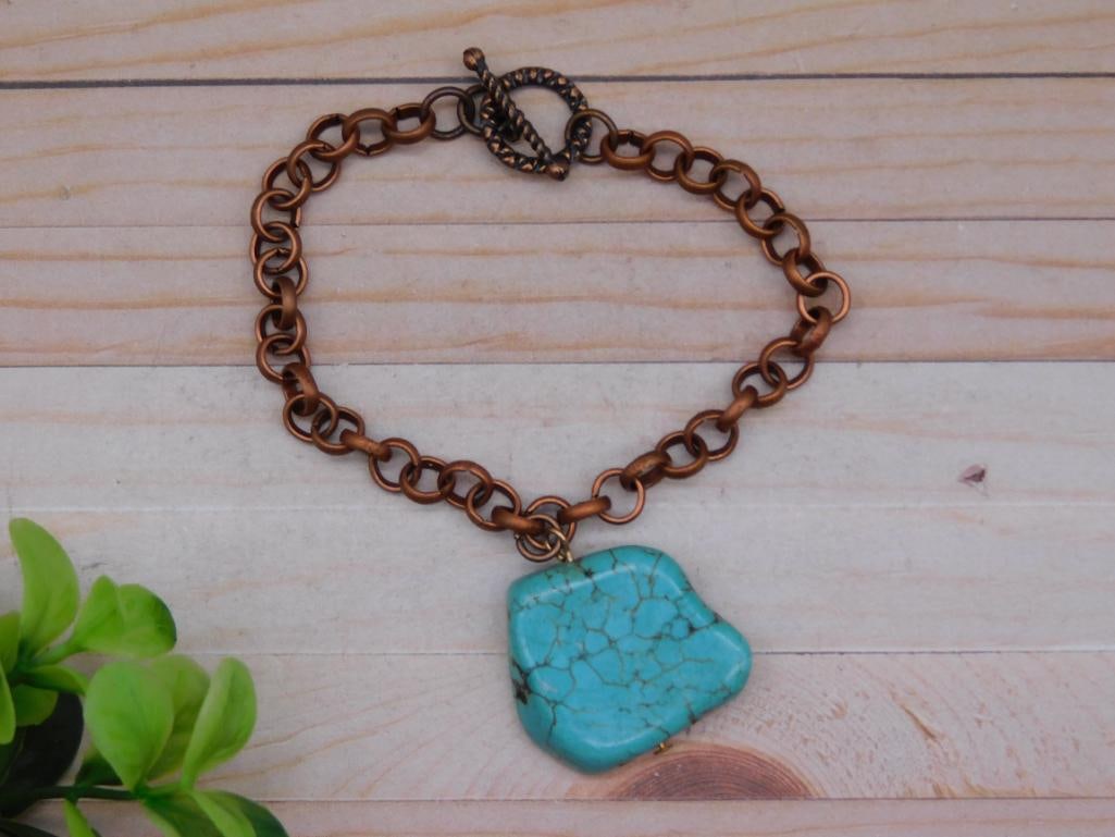 STONE PENDANT ON CHAIN BRACELET ROCK STONE LAPIDARY SPECIMEN: STONE PENDANT ON CHAIN BRACELET ROCK STONE LAPIDARY SPECIMEN