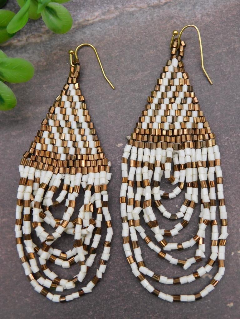 SEED BEAD EARRINGS ROCK STONE LAPIDARY SPECIMEN: SEED BEAD EARRINGS ROCK STONE LAPIDARY SPECIMEN