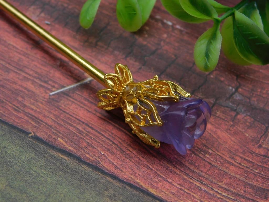 AMETHYST STONE HAIR PIN ROCK STONE LAPIDARY SPECIMEN: AMETHYST STONE HAIR PIN ROCK STONE LAPIDARY SPECIMEN
