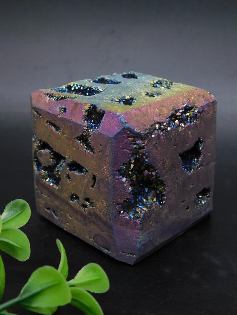 DRUZY TITANIUM CUBE ROCK STONE LAPIDARY SPECIMEN: DRUZY TITANIUM CUBE ROCK STONE LAPIDARY SPECIMEN