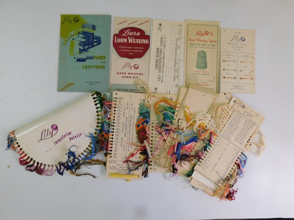 VINTAGE LILY MILLS COMPANY HAND WEAVING YARN SAMPLES, INSTRUCTION BOOKLETS, AND MARKETING EPHEMERA (1 of 4)