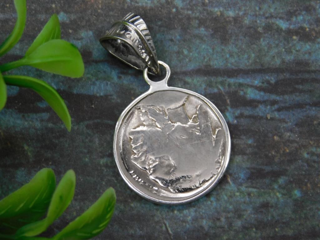 STERLING SILVER BUFFALO NICKEL PENDANT: STERLING SILVER BUFFALO NICKEL PENDANT