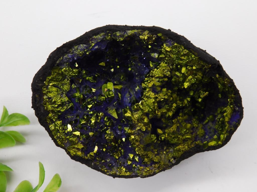 BLUE AND GOLD GEODE ROCK STONE LAPIDARY SPECIMEN (1 of 3)