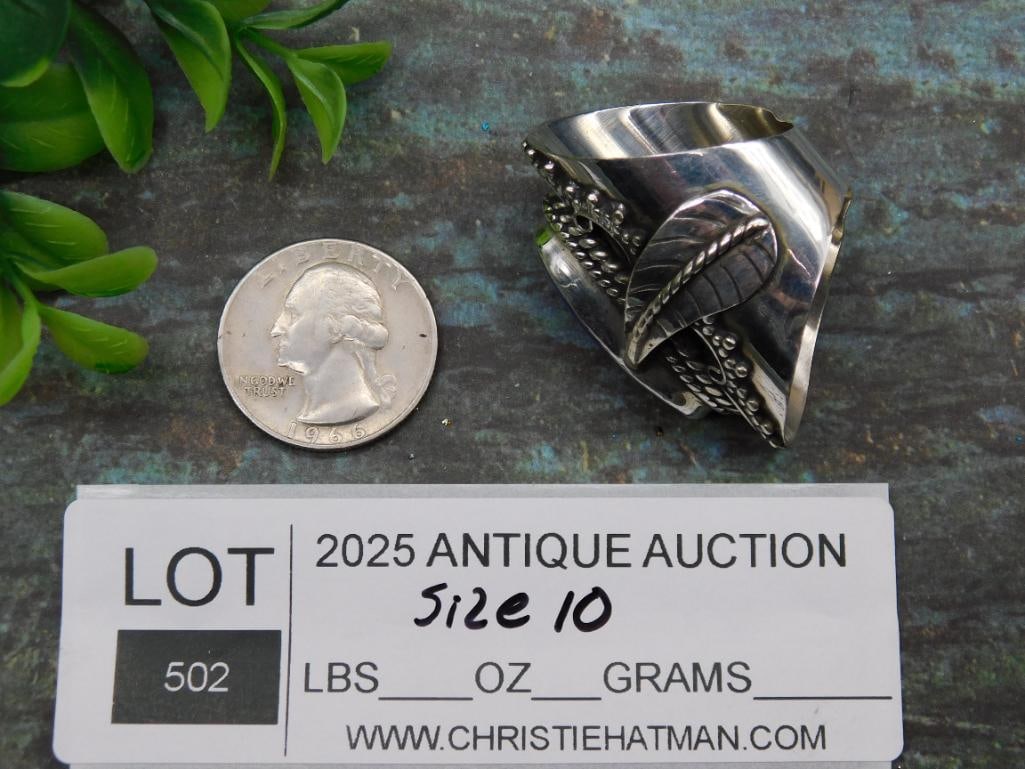 LAPIS LAZULI STATEMENT RING WITH INTRICATE TOOLING SIZE 10 - 2