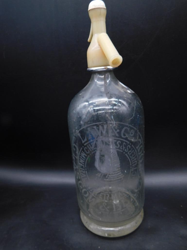 VINTAGE SELTZER BOTTLE SODA WATER MINERAL SYPHON SIPHON GLASS MID CENTURY ANTIQUE (1 of 3)