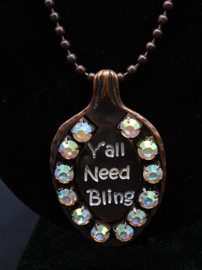 YALL NEED BLING SPOON NECKLACE: YALL NEED BLING SPOON NECKLACE