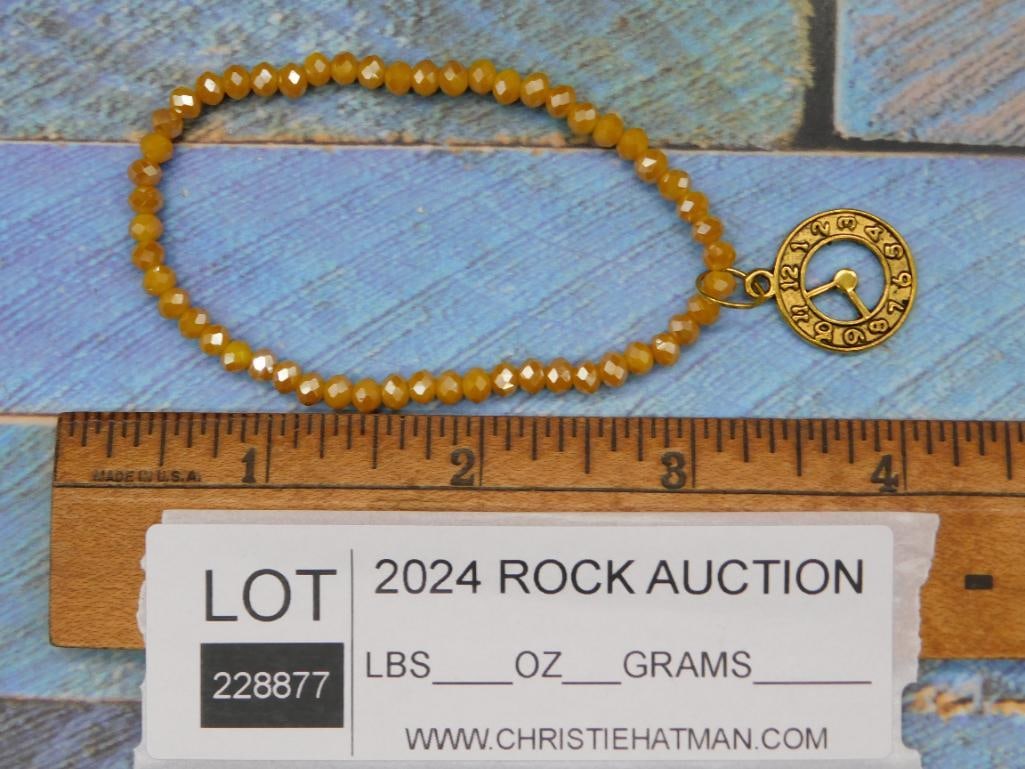 CLOCK PENDANT ON SPARKLE BEAD BRACELET - 2