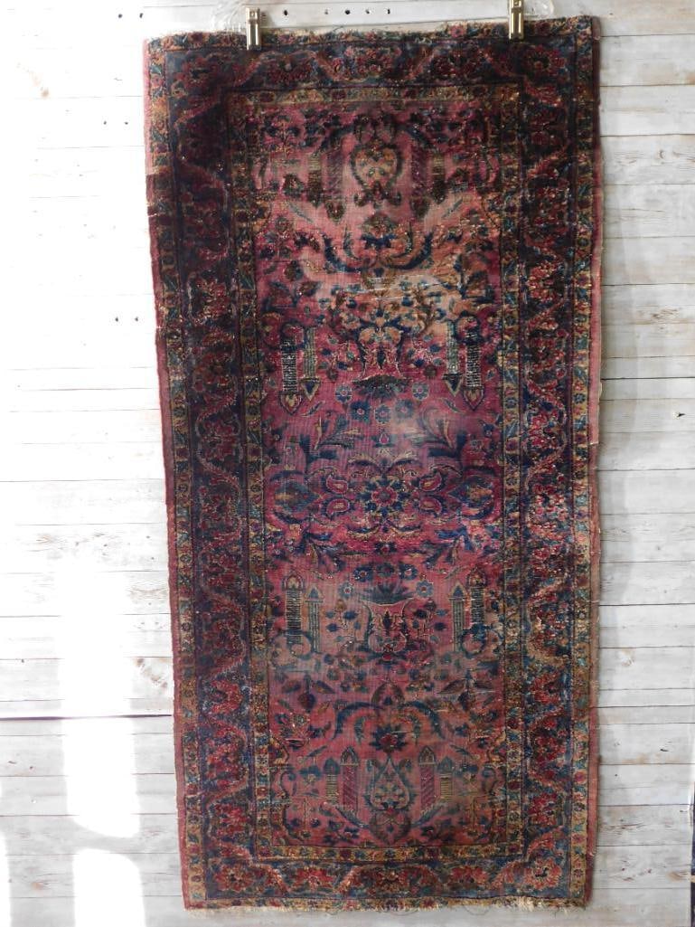 ANTIQUE SAROUK PRAYER RUG CARPET VINTAGE ANTIQUE (1 of 6)