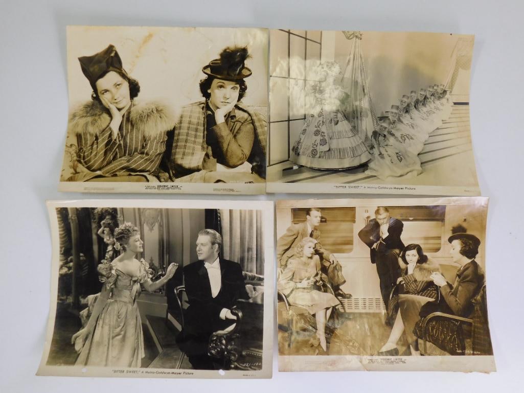 LOT OF FOUR BLACK AND WHITE MOVIE STILLS FROM BITTER SWEET FILM VINTAGE ANTIQUE PHOTOGRAPHY: LOT OF FOUR BLACK AND WHITE MOVIE STILLS FROM BITTER SWEET FILM VINTAGE ANTIQUE PHOTOGRAPHY