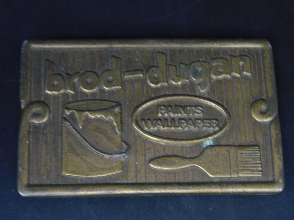 BROD-DUGAN BRASS BELT BUCKLE VINTAGE ANTIQUE: BROD-DUGAN BRASS BELT BUCKLE VINTAGE ANTIQUE