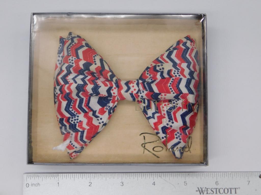 Vintage Bow Tie with Chevron Pattern Decor - 3