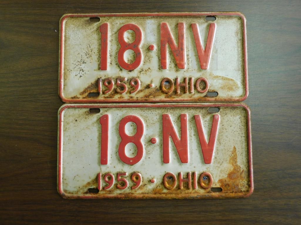 Vintage Antique License Plates 1959 US Ohio Collectible 203 (1 of 4)