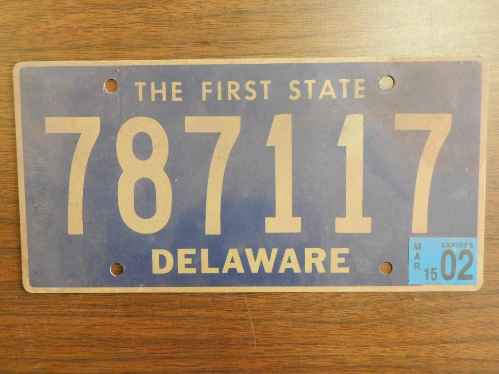 Vintage Antique License Plate US Delaware Collectible 215: Vintage Antique License Plate US Delaware Collectible 215