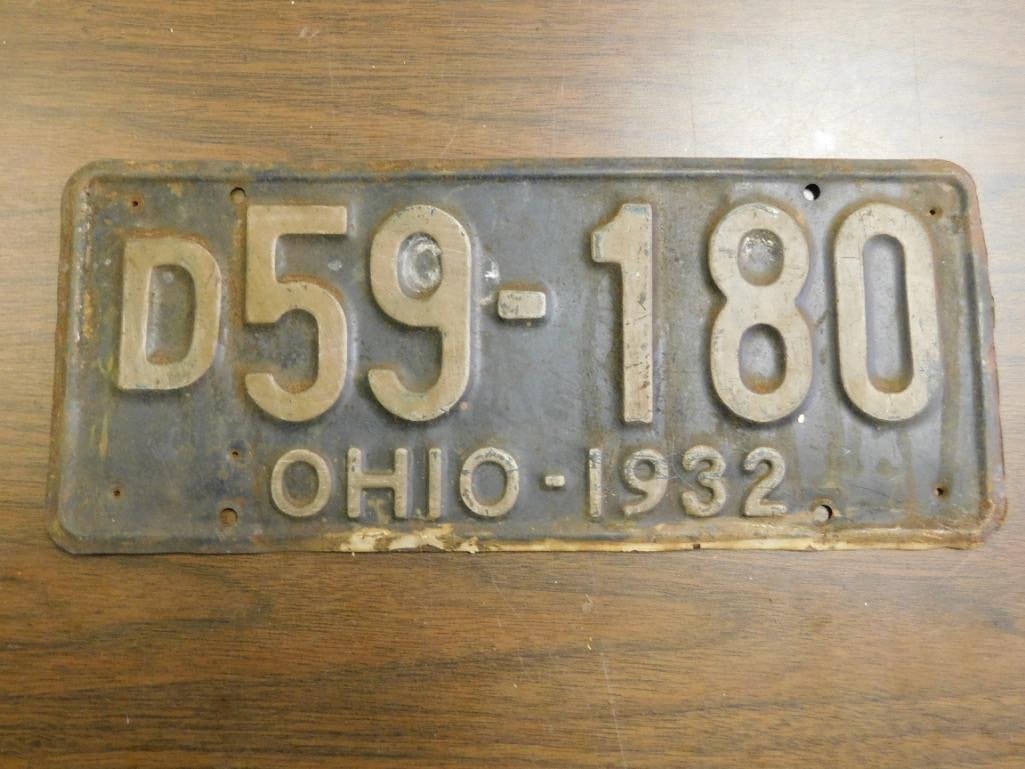 Vintage Antique License Plate 1932 US Ohio Collectible 253: Vintage Antique License Plate 1932 US Ohio Collectible 253