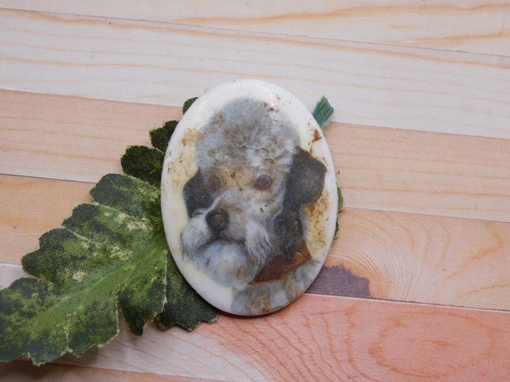 PAINTED DOG CABOCHON ROCK STONE LAPIDARY SPECIMEN: PAINTED DOG CABOCHON ROCK STONE LAPIDARY SPECIMEN