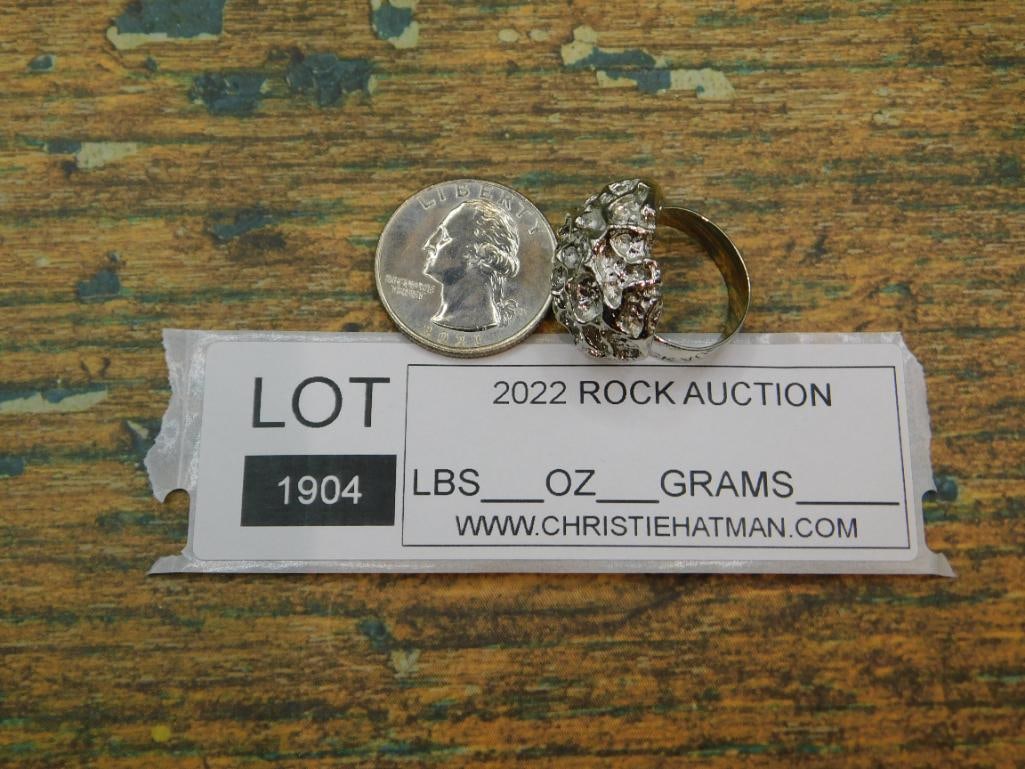 SILVER CLUSTER RING ROCK STONE LAPIDARY SPECIMEN - 4