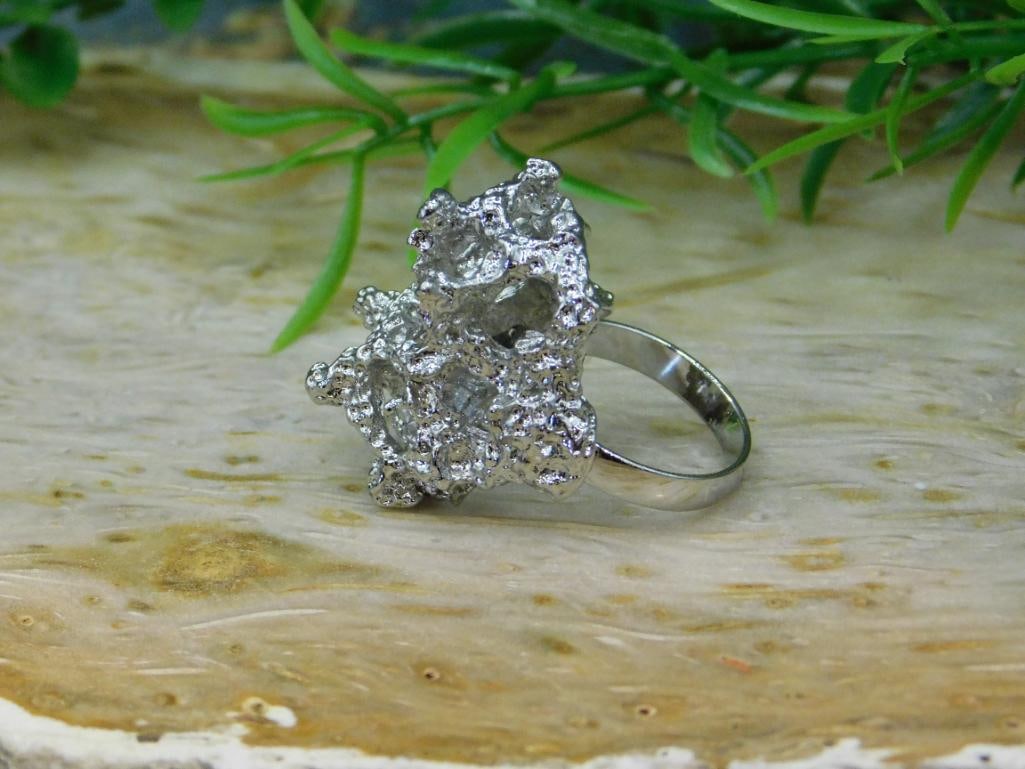 SILVER CLUSTER RING ROCK STONE LAPIDARY SPECIMEN - 2