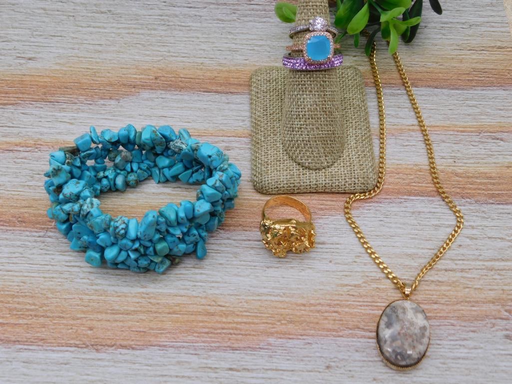 MIXED JEWELRY LOT ROCK STONE LAPIDARY SPECIMEN: MIXED JEWELRY LOT ROCK STONE LAPIDARY SPECIMEN