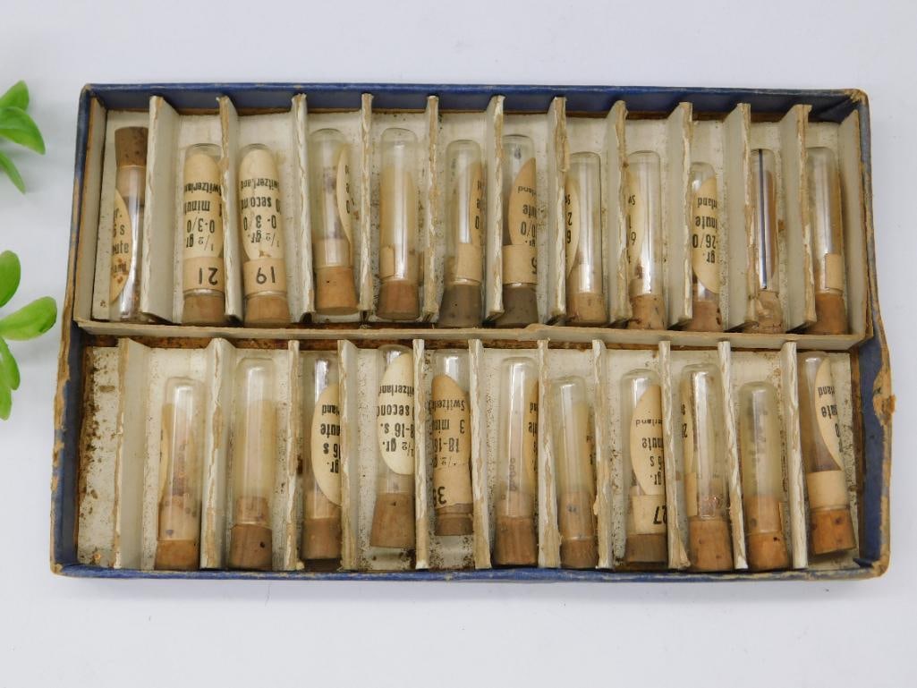 Vintage Set of Scientifically Labeled Glass Tubes WATCHMAKER WATCHMAKING TOOLS: Vintage Set of Scientifically Labeled Glass Tubes WATCHMAKER WATCHMAKING TOOLS