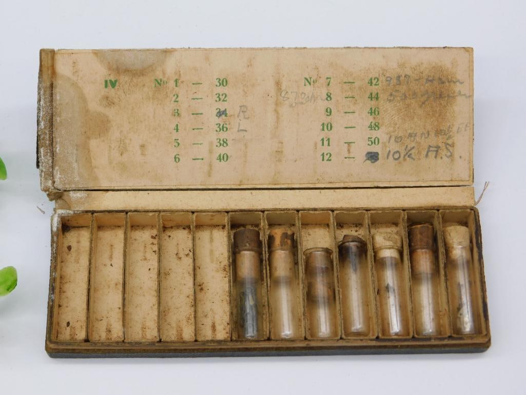 Vintage Storage Tube Set with Case WATCHMAKER WATCHMAKING TOOLS: Vintage Storage Tube Set with Case WATCHMAKER WATCHMAKING TOOLS