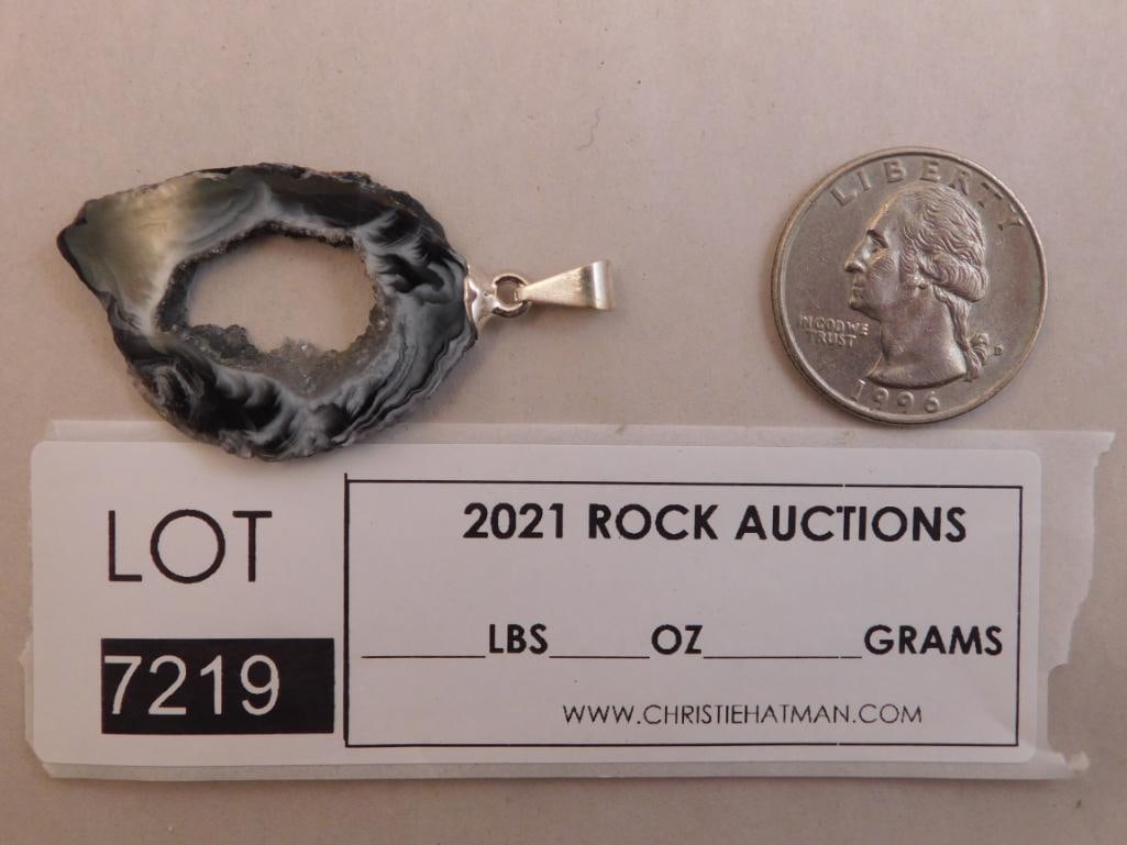 GEODE SLICE PENDANT ROCK STONE LAPIDARY SPECIMEN - 2