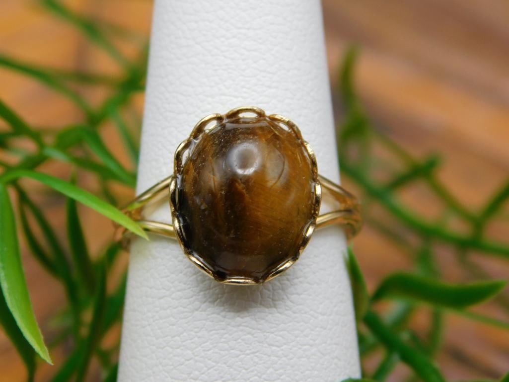 TIGERS EYE ADJUSTABLE RING ROCK STONE LAPIDARY SPECIMEN (1 of 2)