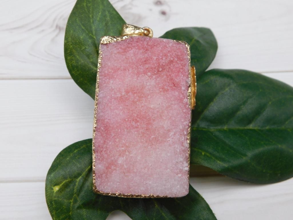 DRUZY QUARTZ PENDANT ROCK STONE LAPIDARY SPECIMEN (1 of 2)