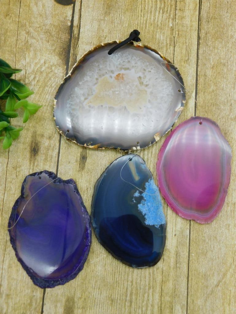 AGATE SLICE WIND CHIMES ROCK STONE LAPIDARY SPECIMEN: AGATE SLICE WIND CHIMES ROCK STONE LAPIDARY SPECIMEN
