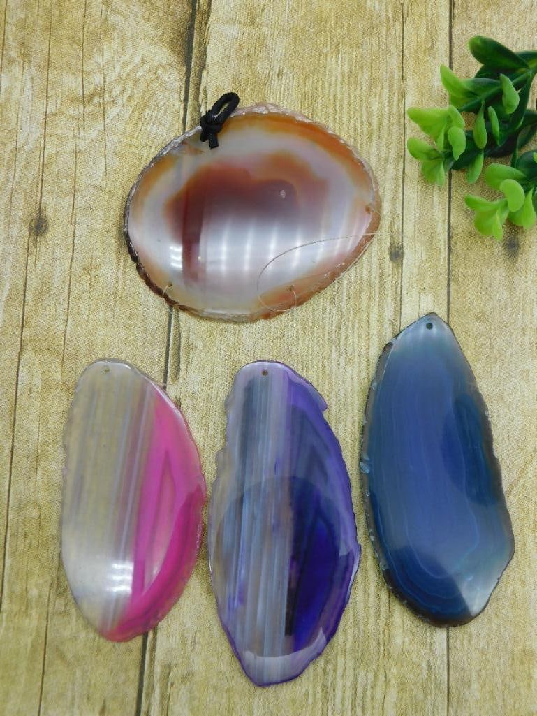 AGATE SLICE WIND CHIMES ROCK STONE LAPIDARY SPECIMEN: AGATE SLICE WIND CHIMES ROCK STONE LAPIDARY SPECIMEN