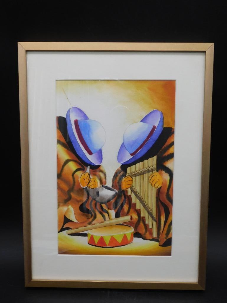 FRAMED MUSICIAN PRINT VINTAGE ANTIQUE: FRAMED MUSICIAN PRINT VINTAGE ANTIQUE