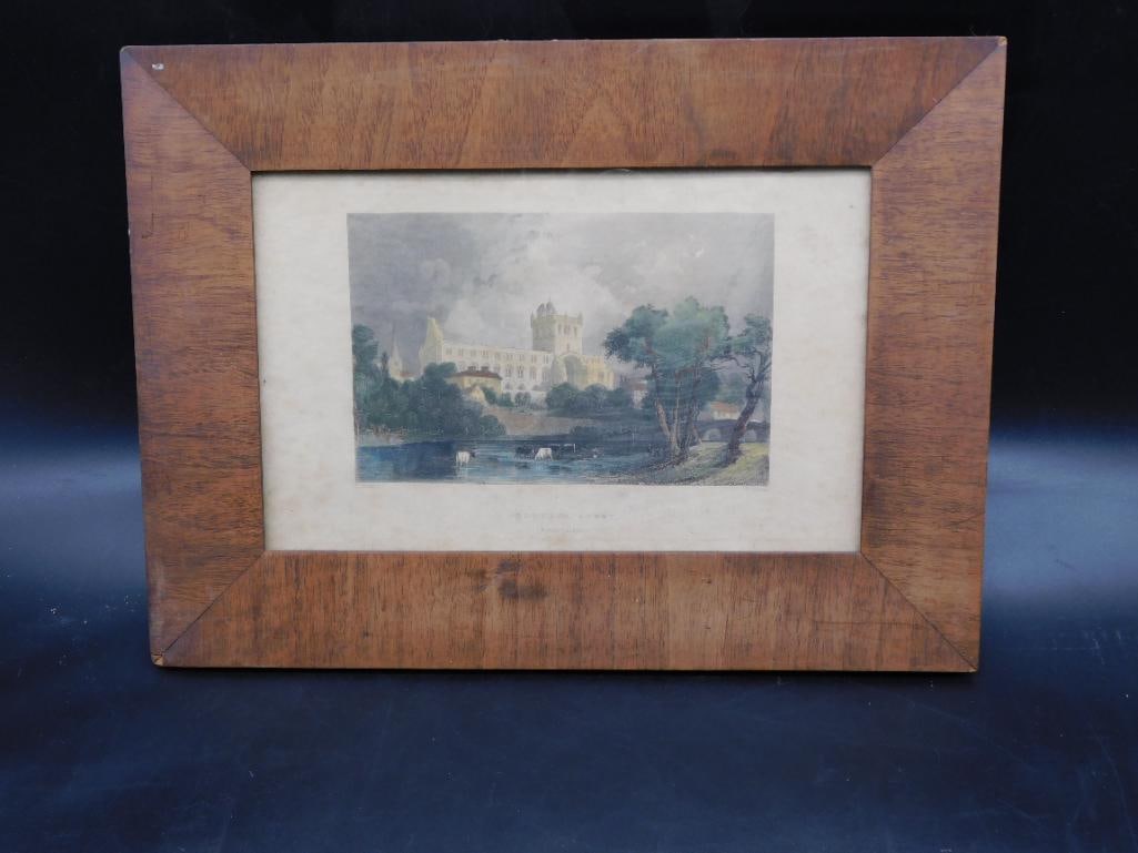 15X15 FRAMED PAINTING OF JEDBURGH ABBEY (ROXBURGSHIRE) VINTAGE ANTIQUE COLLECTIBLE: 15X15 FRAMED PAINTING OF JEDBURGH ABBEY (ROXBURGSHIRE) VINTAGE ANTIQUE COLLECTIBLE