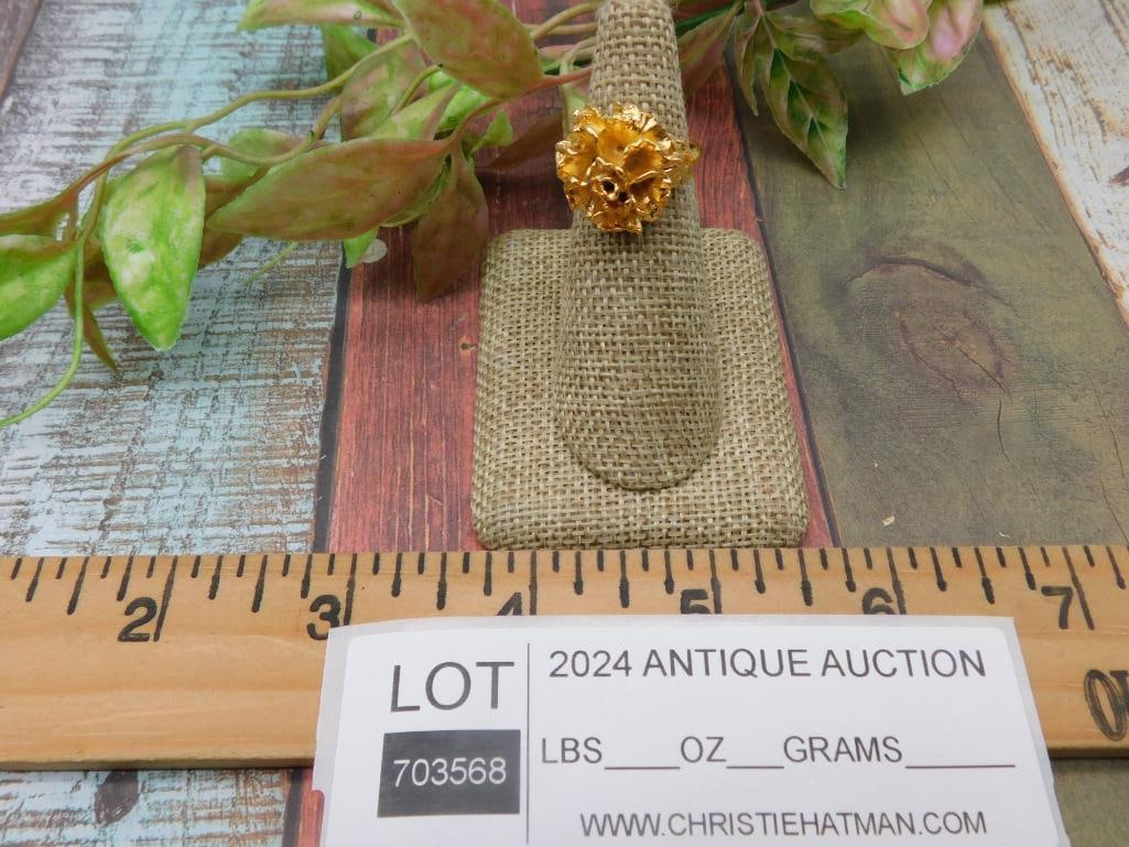 Vintage Gold-Tone Floral Statement Ring - 3