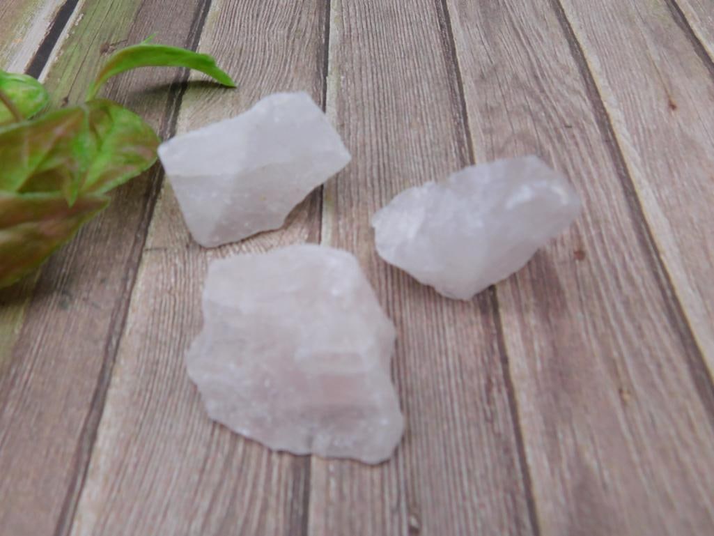 Lot of Three Rose Quartz Rock Specimens for Auction: Lot of Three Rose Quartz Rock Specimens for Auction