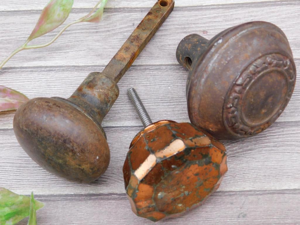Set of Three Decorative Door Knobs with Wear - 2
