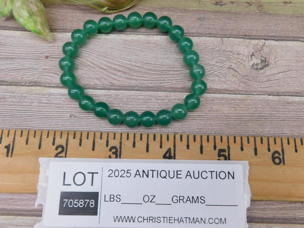 Green Beaded Stretch Bracelet - 2