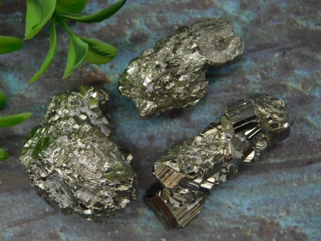 Three Pyrite Mineral Specimens for Display or Collection: Three Pyrite Mineral Specimens for Display or Collection