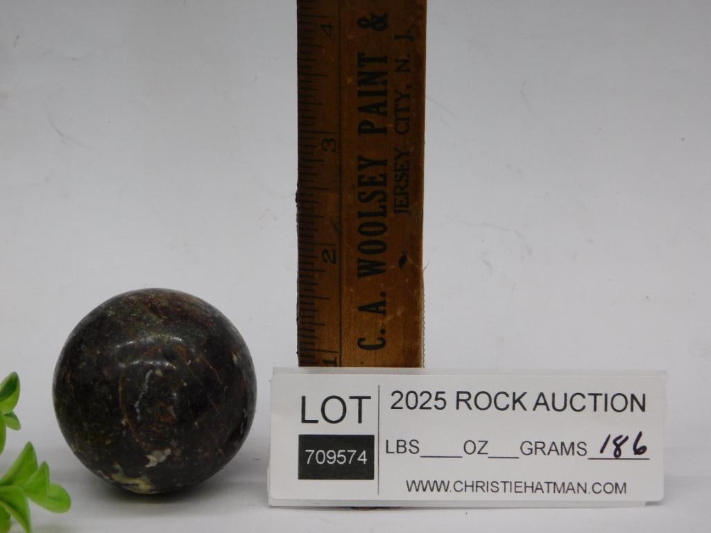 Dark Stone Sphere, 186 Grams Rock Stone Lapidary Specimen: Dark Stone Sphere, 186 Grams Rock Stone Lapidary Specimen